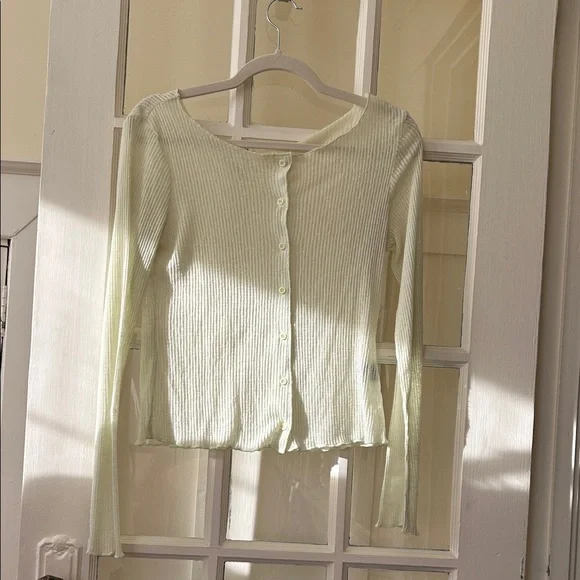 Cider Light Cream Ribbed Button-Down Shirt - Picture 2 of 9